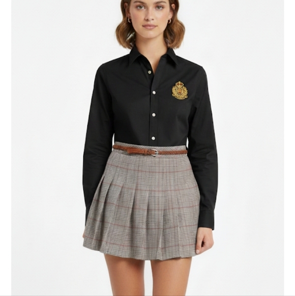 Lauren ralph lauren women's Preppy black dress button down shirt size XS - Picture 1 of 12